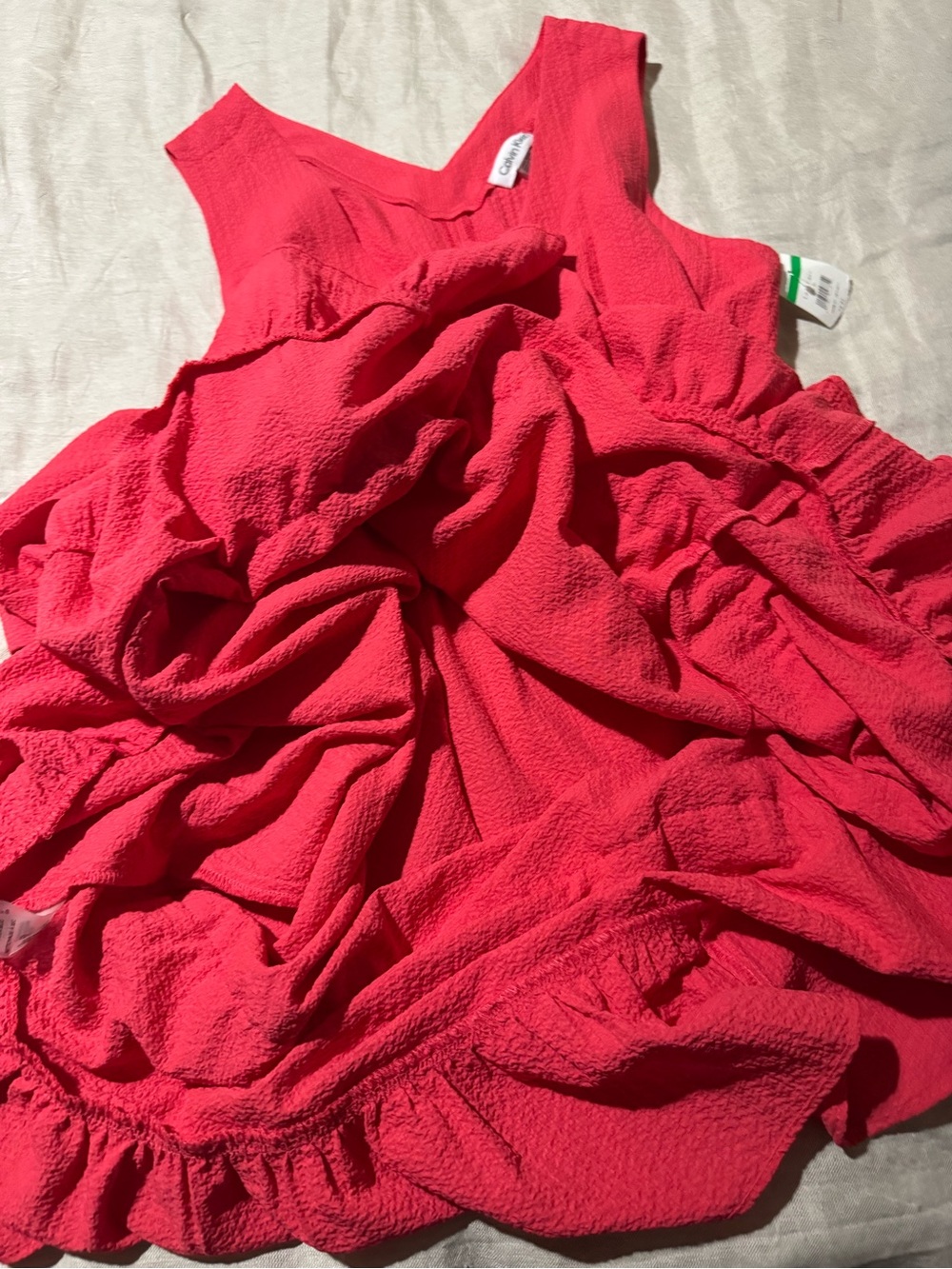 Calvin Klein Pink Tiered Ruffle Sleeveless Dress Size 8 Nwt - Picture 6 of 10